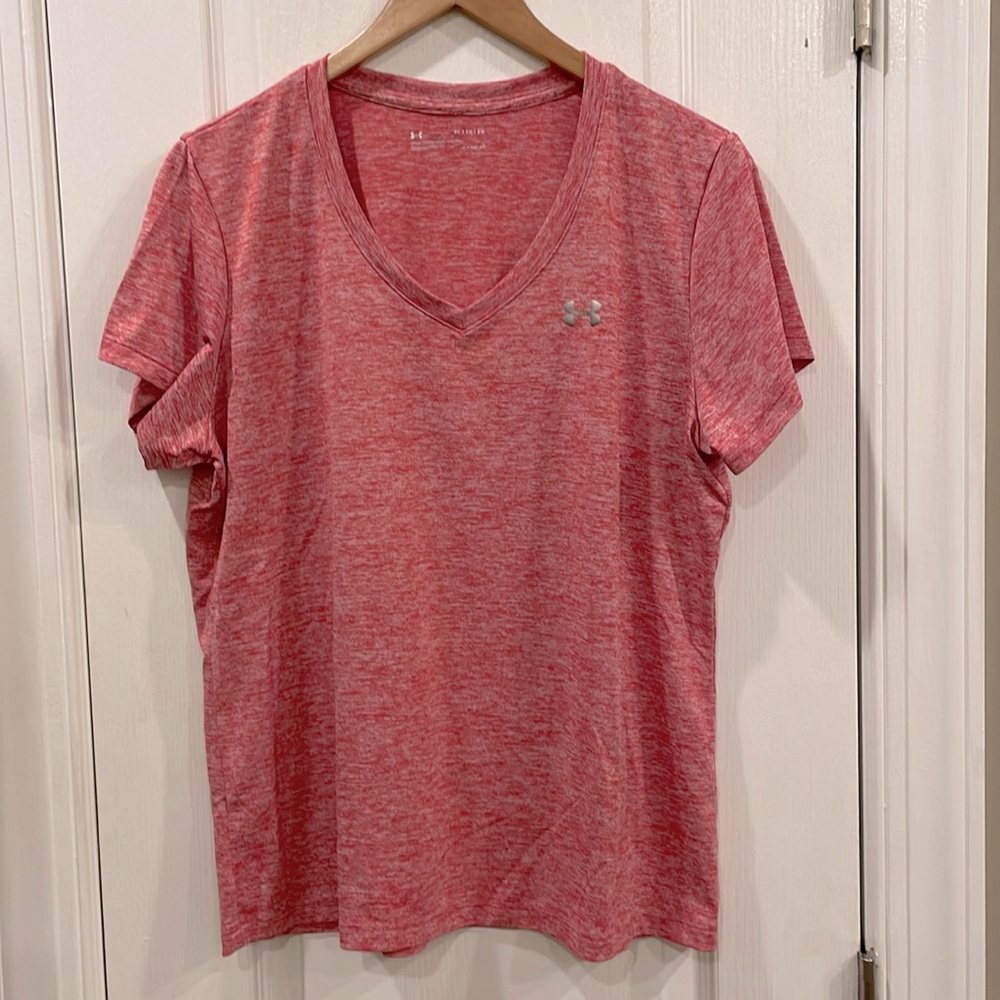 Under Armour Women's Short Sleeve V-Neck Tee - Heathered Pink